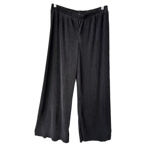RO & DE Wide Leg Pants Black Plisse High Rise Pleated Trousers Preppy Sz Medium